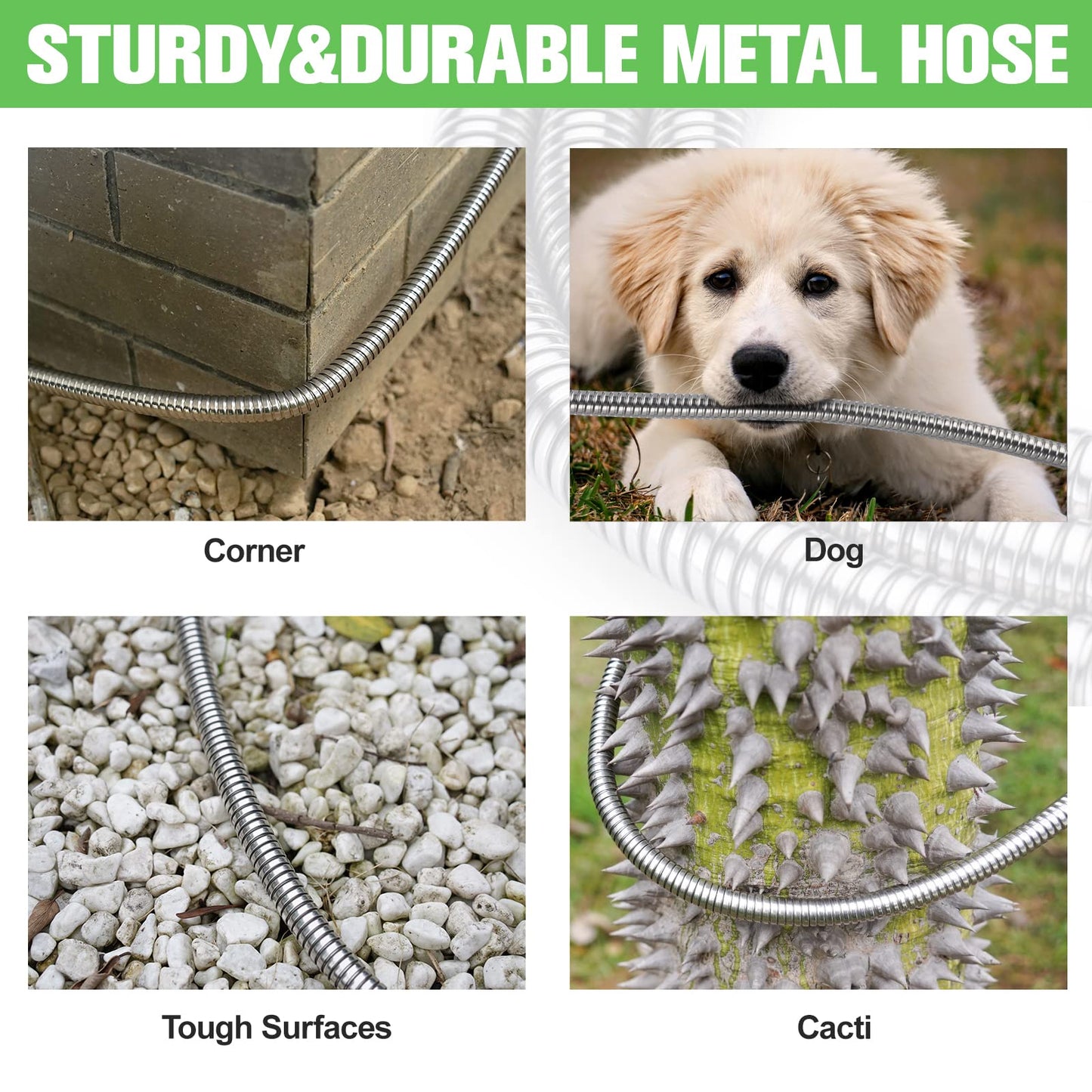 TVKB Metal Garden Hose 75ft Stainless Steel Water Hose Super Tough Flexible Water Pipe with 3/4 inch Brass Fittings and Sprayer Nozzle, Kink & Tangle Free, Rust Proof