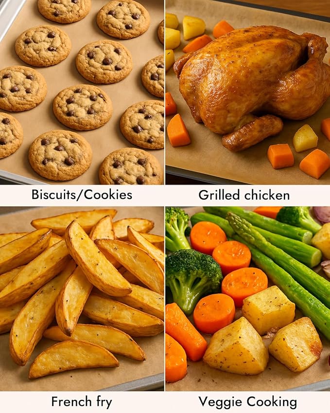 YQL 9x13 Inch 150PCS Unbleached Parchment Paper, Disposable Pre-cut Parchment Paper Sheets, Non Toxic Rectangular Air Fryer Liners for Baking Cookies, Air Fryer, Steaming Bread and More