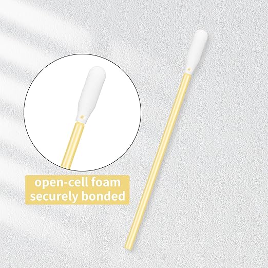 Chinco 200 Pieces Foam Swab Sponge Swab Foam Tips Sponge Stick for Inkjet Printer Print Head Camera Optical Lens Optical Equipment(Yellow,3.66 Inch)