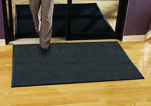 Guardian Platinum Series Indoor Wiper Floor Mat, Rubber with Nylon Carpet, 2'x10', Grey