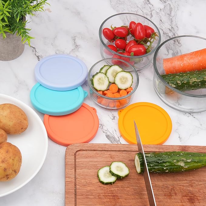 2 Cup Silicone Replacement Lids Storage Cover for Anchor Hocking Glass Bowls (Container not Included) 4 Pack Microwave, Dishwasher and Freezer Safe