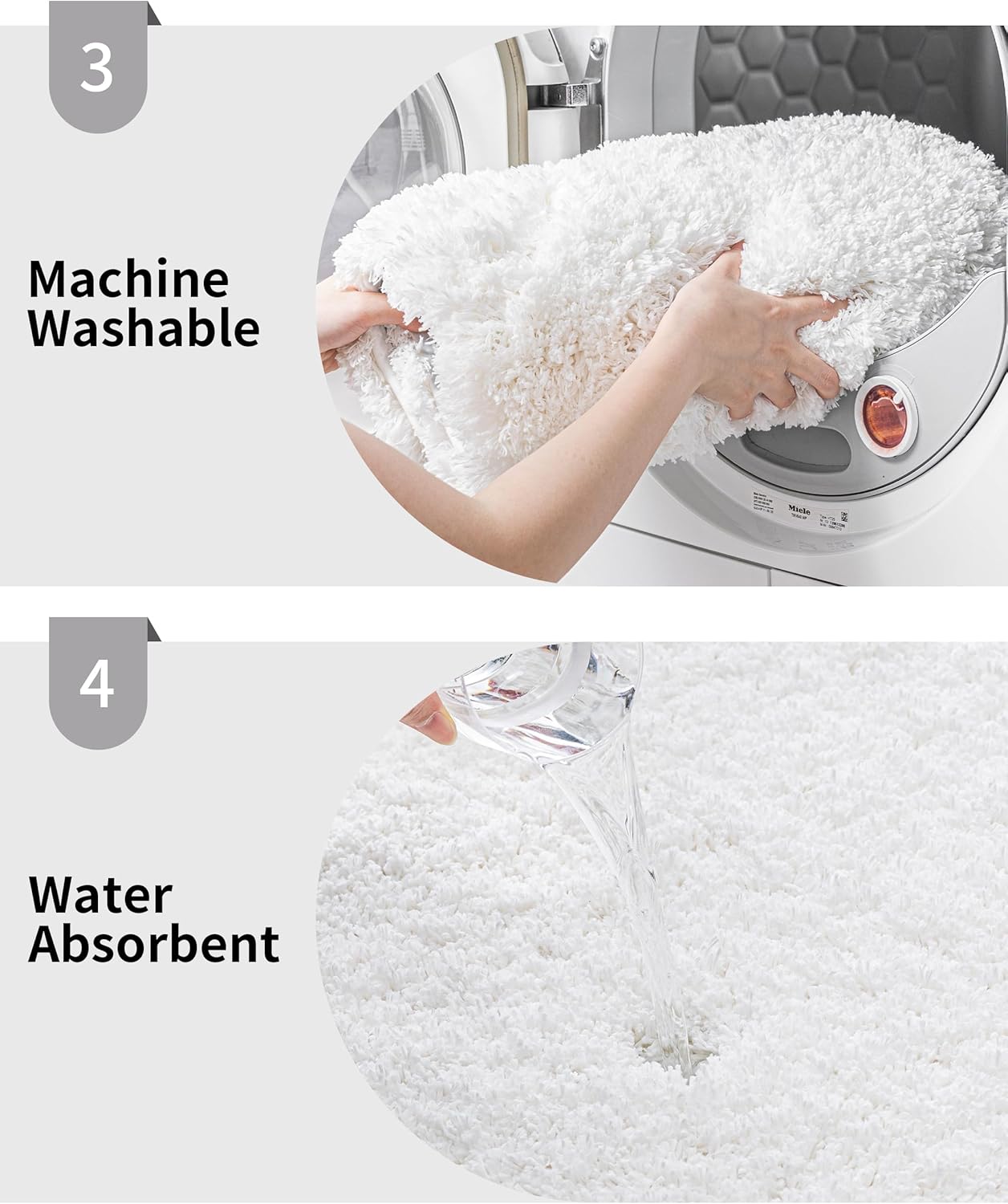 White Bathroom Rugs 24x48 Non Slip Fluffy Bath Mat for Bathroom Floor Washable Plush Luxury Bath Rug for Tub Soft Shaggy Absorbent Shower Sink Mat