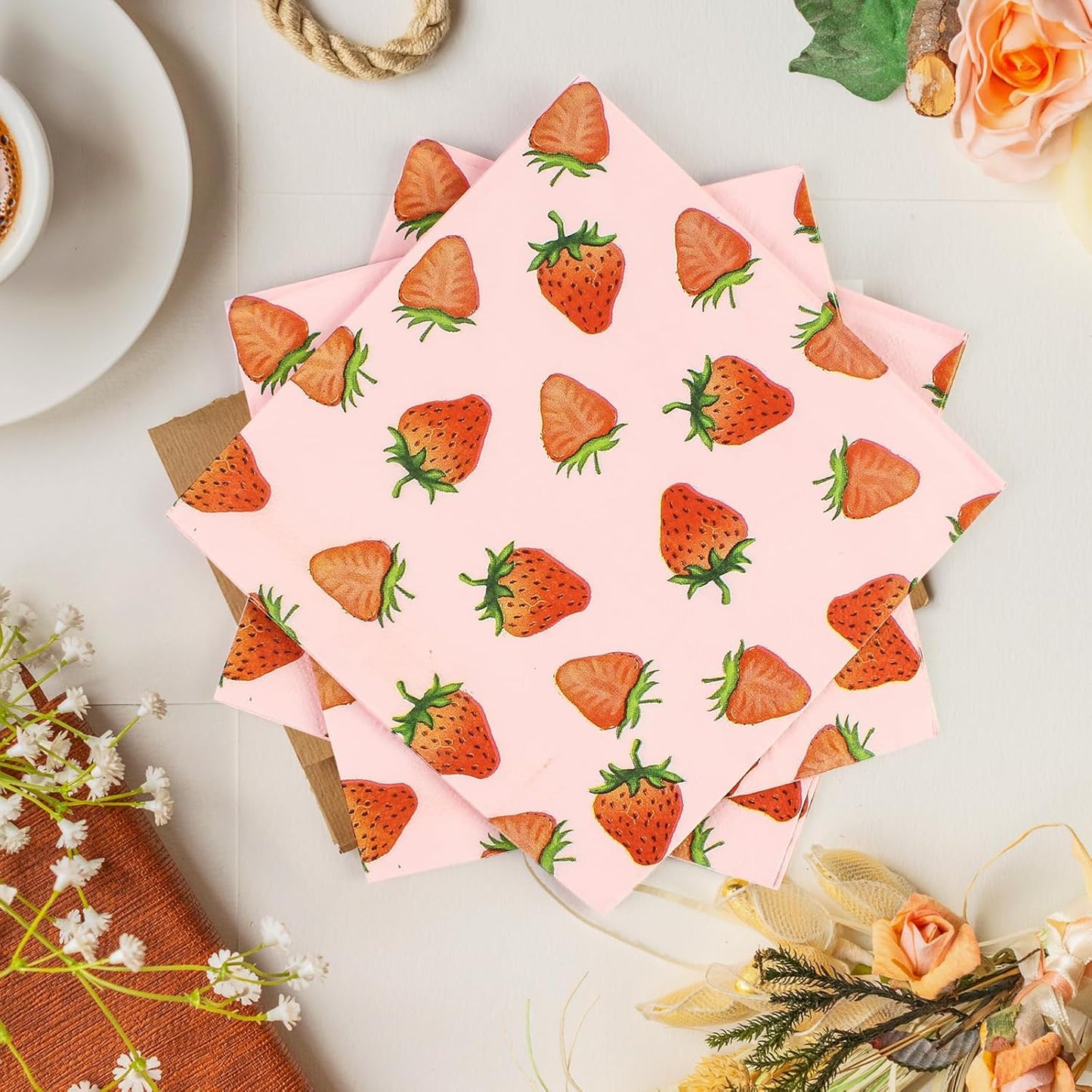 40PCS Strawberry Birthday Paper Plates and Napkins Party Supplies, Disposable Summer Fruit Party Plates and Napkins Tableware Set for Baby Shower Birthday Party Decorations Serves 20 Guests