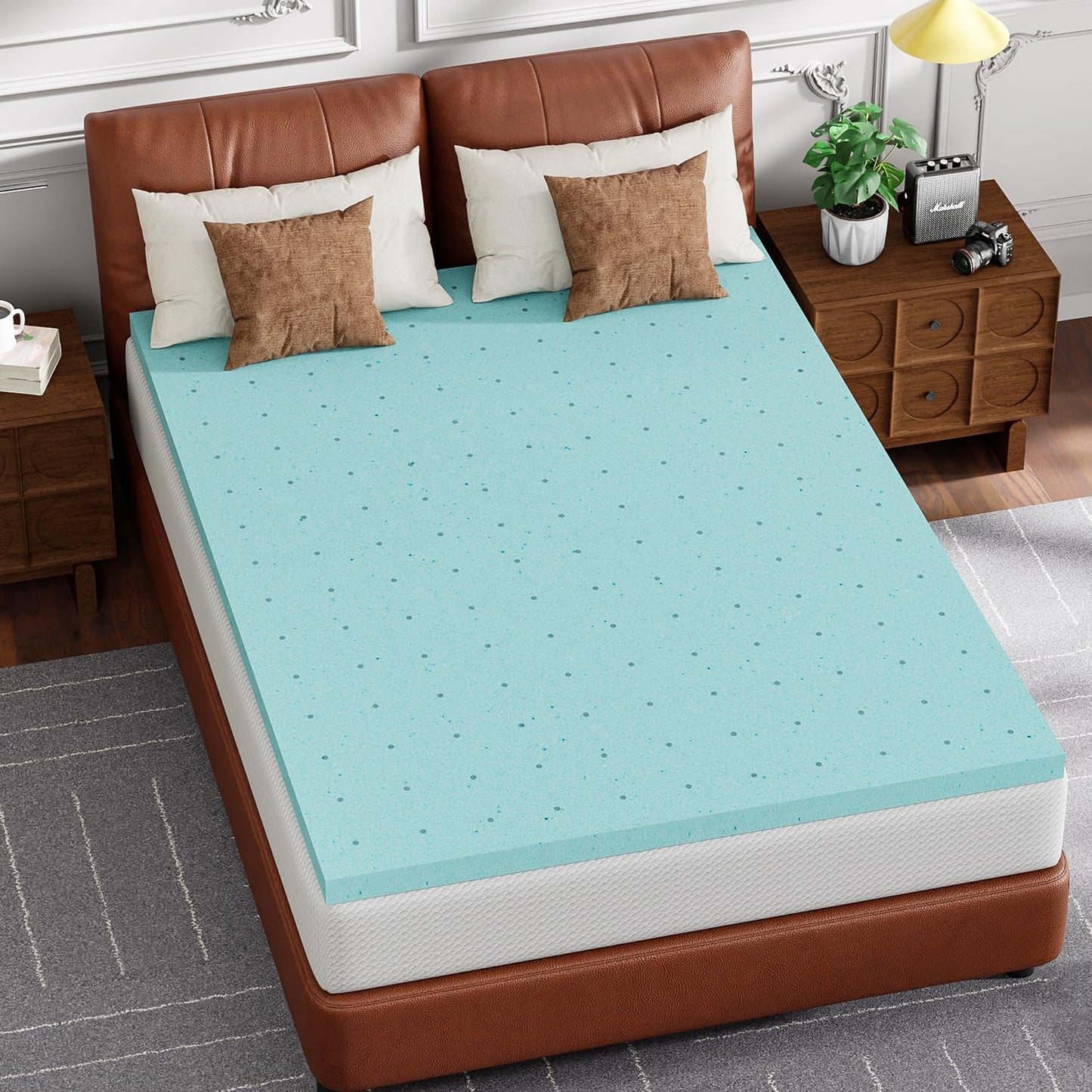 FDW | 8" Full Mattress + 2" Cooling Mattress Topper | Gel Memory Foam | Medium Firm Feel | White | with Washable Cover for Cool Sleep and Pressure Relief | Bed in a Box, CertiPUR-US Certified