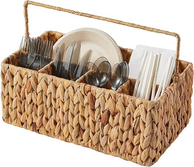 Utensil Caddy, Utensil Basket for Table,Napkin and Utensil Holder, Silverware Caddy, Cutlery Holder, Utensil Holder for Party, Picnic Caddy for Plates and Utensils…