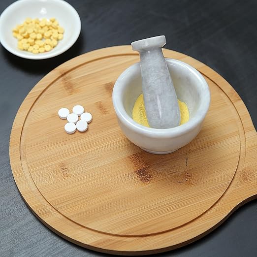 Exquisite Marble Mortar and Pestle Set - Your Ultimate Kitchen Essential for Grinding Spices, Making Guacamole, Salsa, Pesto, and Crushing Pills (White, Bowl Shape (4"))