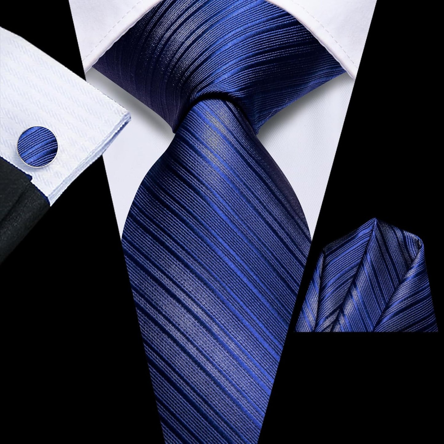 Dubulle Mens Paisley Striped Tie WOVEN Necktie for Men and Handkerchief Cufflinks Set Wedding Formal Business