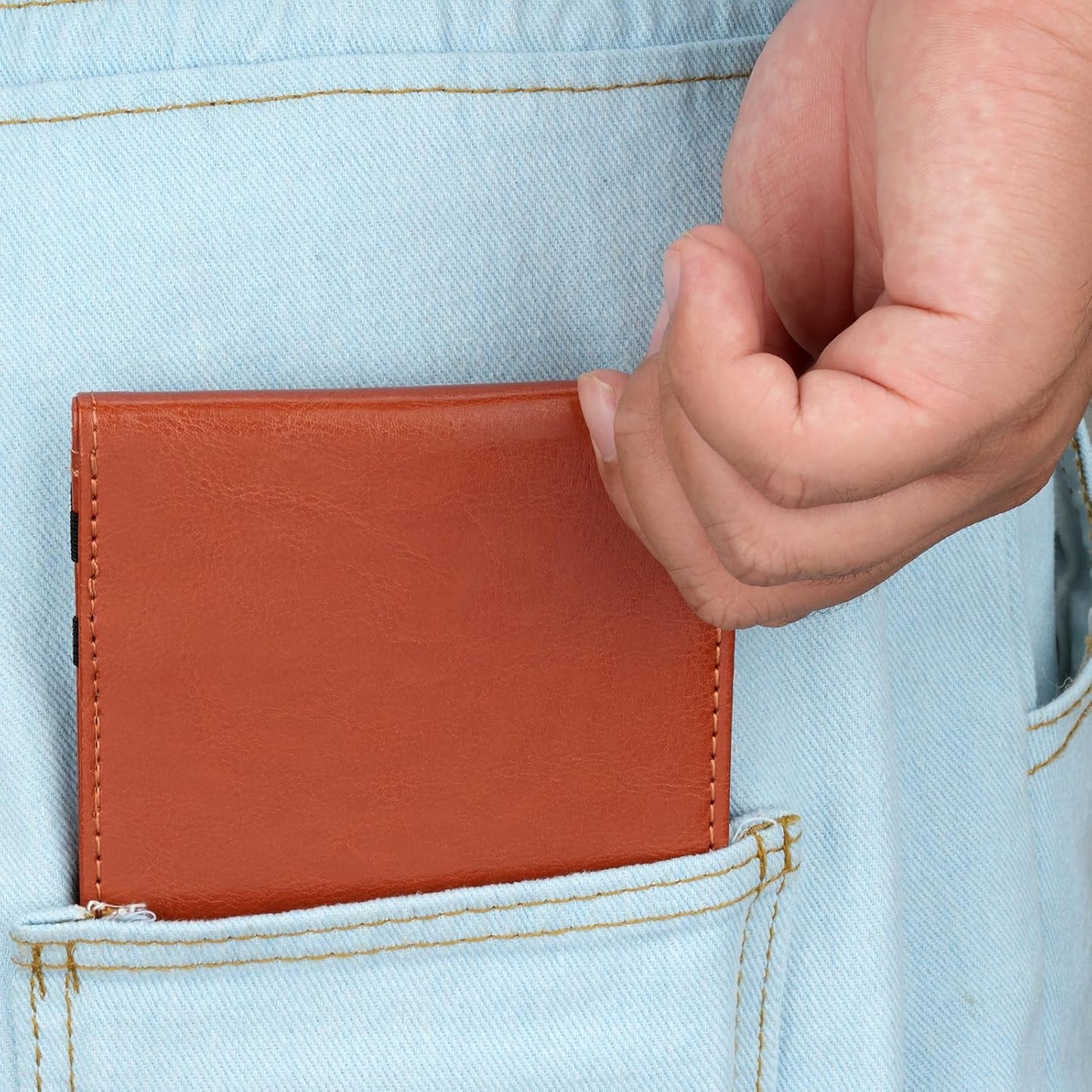 Golf Scorecard Holder, PU Leather Yardage Book Cover with 2 Score Cards, 7.08 x 4.33 Inches, Unisex Adult