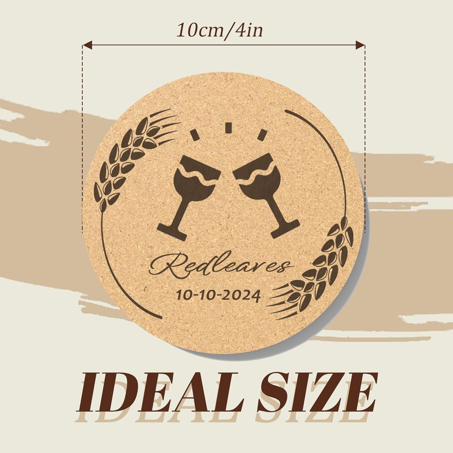 30-100Pcs Personalized Coasters, Custom Cork Drink Coasters with Laser Engraved Text Name Logo, Non-Slip, Heat-Resistant, Custom Wedding, Anniversary, Housewarming Gifts (Upgraded Version)