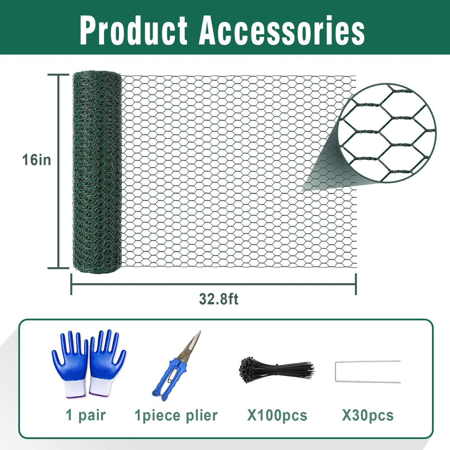 32.8Ft x 16In Plant Protectors from Animals, Metal Plant Chicken Wire Cages Covers Garden Netting for Outdoor Plants to Keeping Rabbits Squirrels Chicken Animals Out
