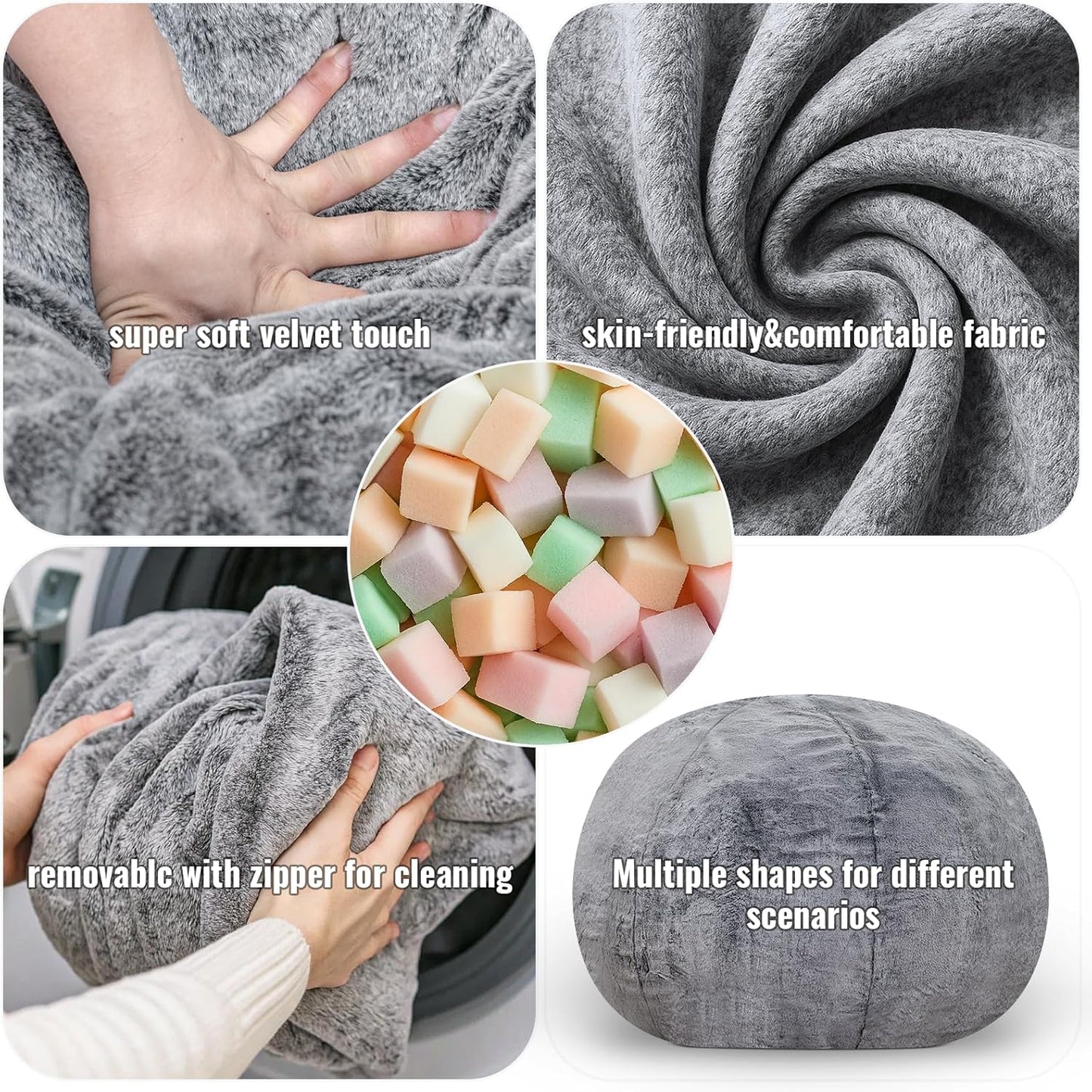 Recaceik Bean Bag Chair Large Bean Bag Chairs, with Fluffy Removable Spongefor, for Living Rooms, bedrooms, Study Rooms, and Offices