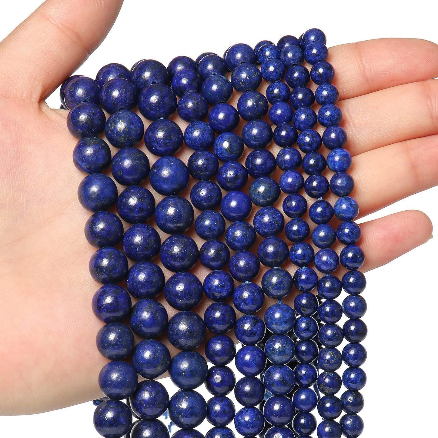 10mm Lapis Lazuli Beads for Bracelets, Blue Stone Beads Crystal Gemstone for Jewelry Making, Blue Bead Art Crafts for Adult DIY Bracelet Making About 35pcs