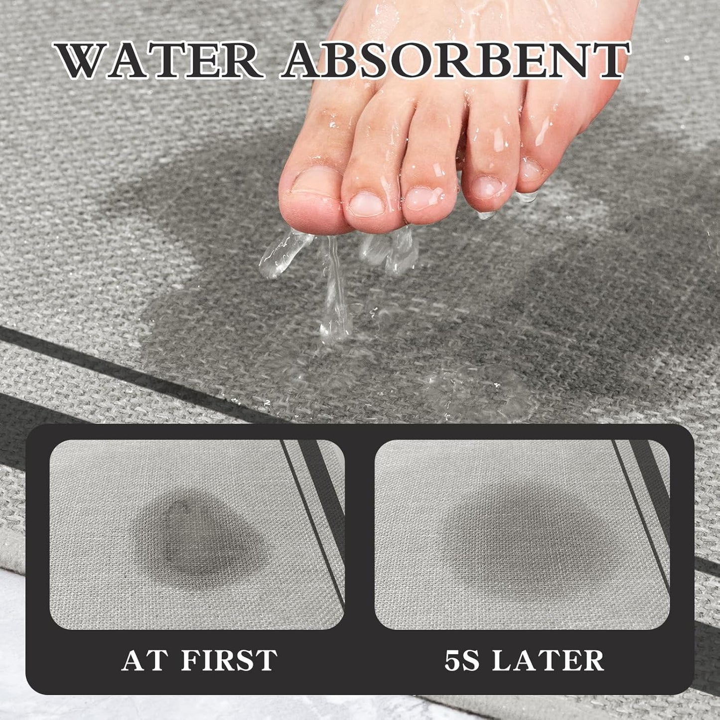 chakme Bathroom Rugs Mat 59x24, Ultra Thin Non Slip Bath Mat Large Quick Dry Absorbent Bath Mat for Bathroom Floor, (Dark Grey, 59"x24")