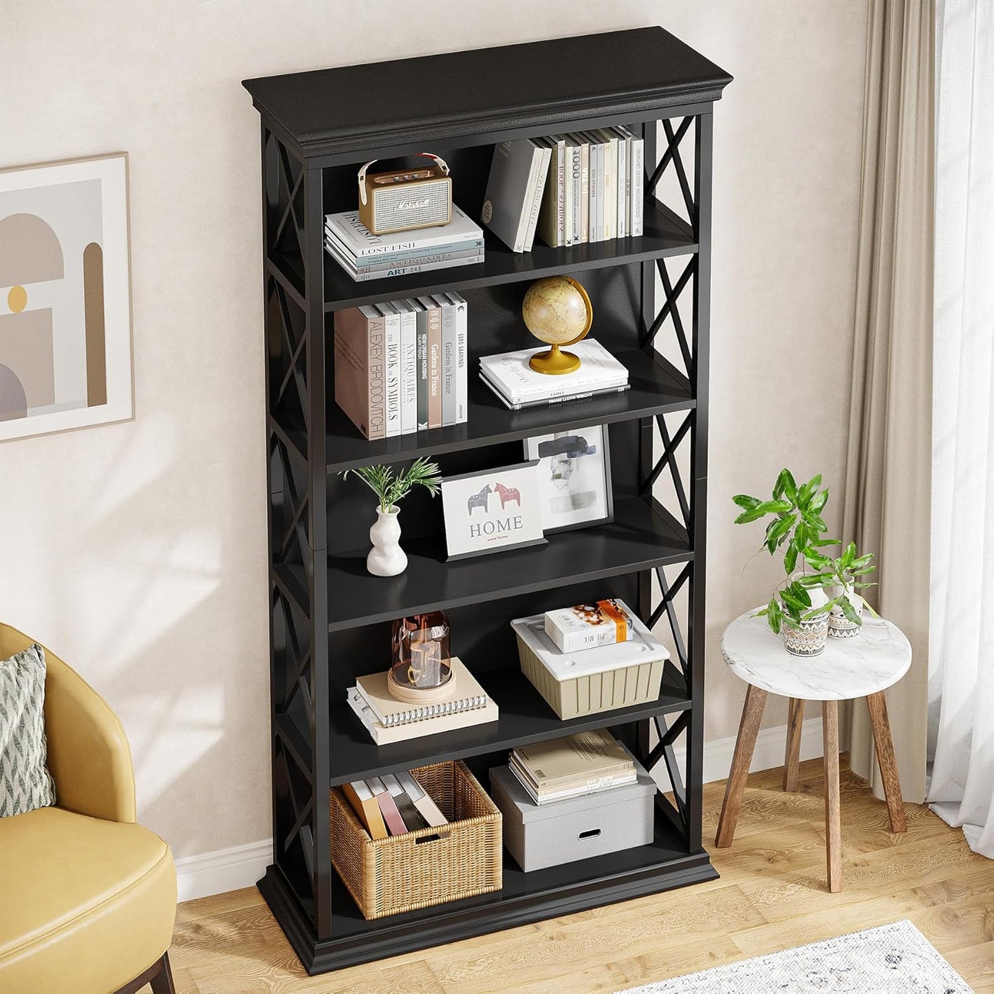 Tribesigns 6-Tier Bookcase, 71 Inches Industrial Bookshelves and Bookcases, Floor Standing 5 Shelf Display Storage Shelves Tall Bookcase for Home Office, Living Room, Bed Room, 2 Pcs