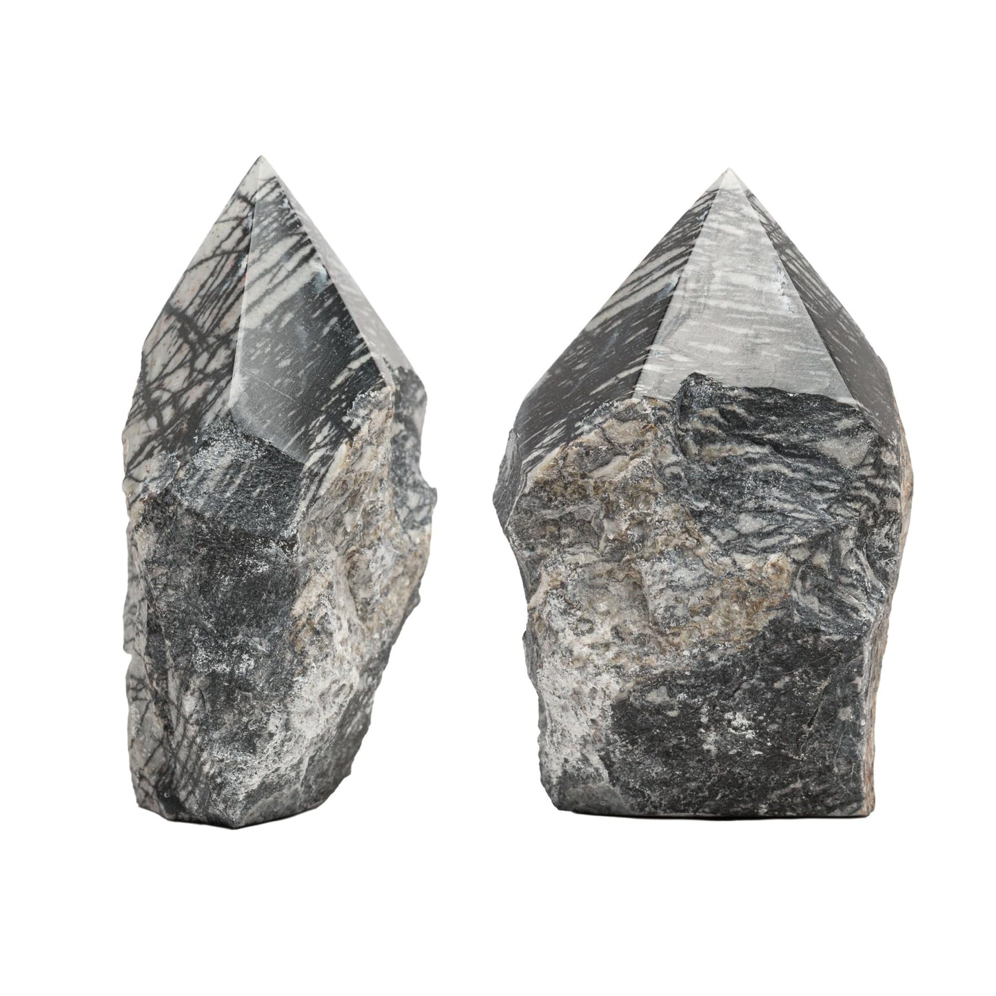 SAMSARI Net Jasper Crystal Points – (3 to 4 inches Height) Set of 2 Healing Stones for Meditation, Yoga, and Spiritual Practices – Natural Earthy Gemstones