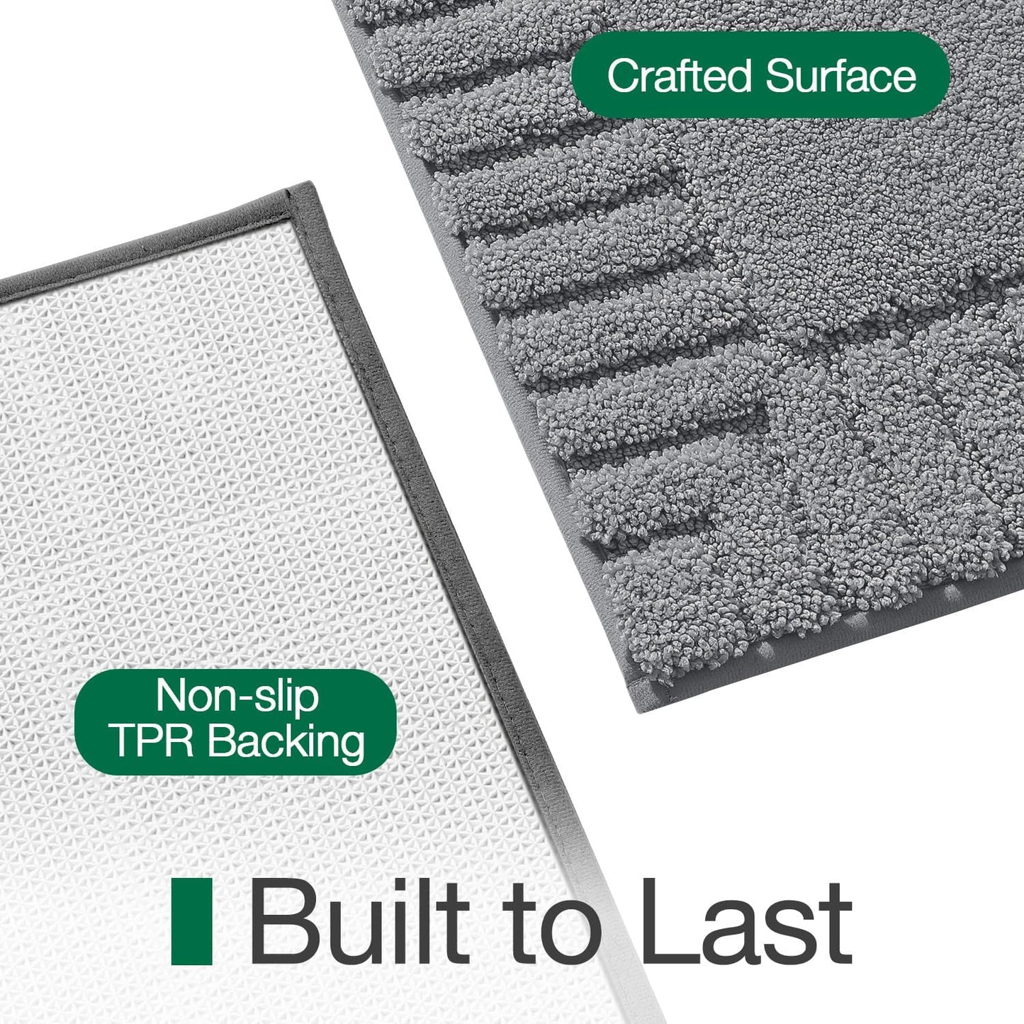 LUMI Bathroom Rugs Non Slip with Rubber Backing, Extra Soft Plush Microfiber Bath Rug Absorbent, Machine Washable Bath Mat Quick Dry for Tub, Shower, Hotel, Dark Grey, 24" x 36"