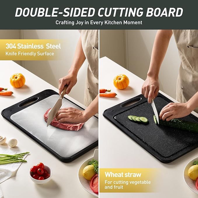 2 in 1 Stainless Steel Cutting Board with Handle Chopping Brides Her Wedding Day Bridal Shower Engaged Engagement Hostess Couple Newly Wed House Christmas Married Future Mrs fiancee Unique Cool Gifts