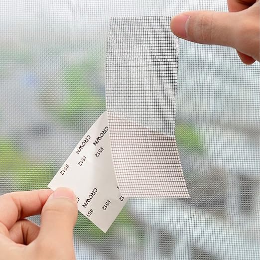Lainrrew 4 Rolls Window Screen Repair Kit Tape, Strong Adhesive Fiberglass Covering Wire Mesh Repair Tape for Screen Door and Window Screen Tears Holes, Total 26.2 Ft