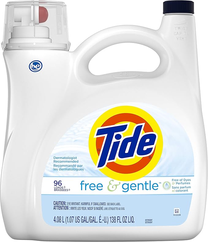 Tide Free & gentle liquid laundry detergent, 96 loads, 138 Fl Oz