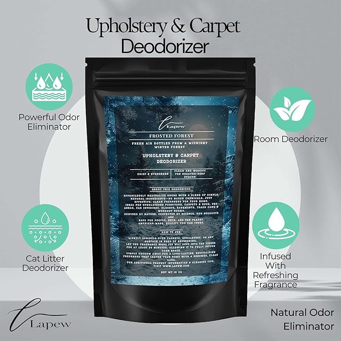 Frosted Forest Carpet Freshener Powder 16 oz | Powerful Odor Eliminator for Home | Upholstery Deodorizer | Carpet Deodorizer | Cat Litter Box