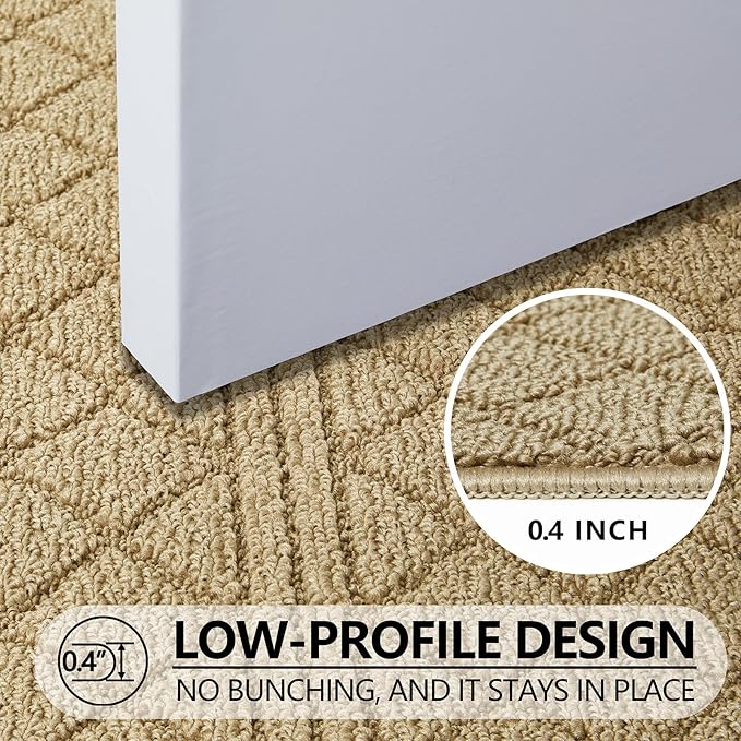 REFETONE Indoor Doormat, Front Back Door Mat 36"x60" Absorbent Rubber Backing Non Slip Door Mats, Low-Profile Resist Dirt Entrance Rugs, Machine Washable Door Rug Inside Floor Mat for Entryway, Beige