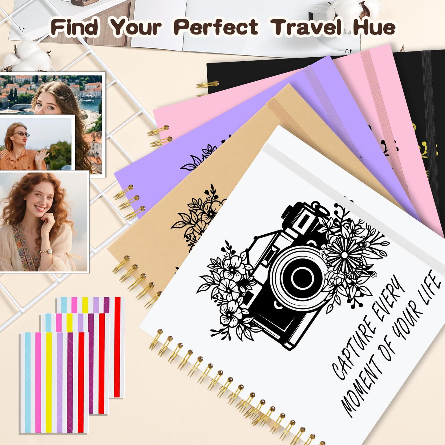 Scrapbook Album 10x10 inch, Travelling Journal Scrap Book Family Scrapbook Scrapbooking Supplies Kits Gift for Couples Anniversary Wedding (black, 10 x 10 inch)