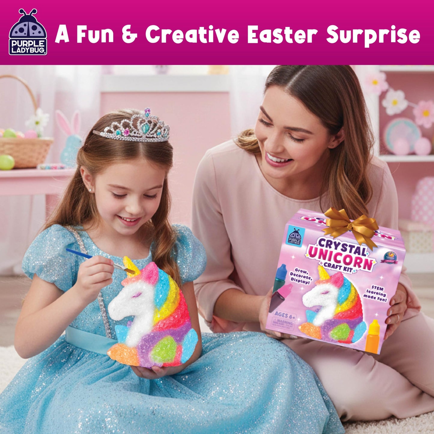 Crystal Growing Kit-Birthday Gifts for Kids Ages 4 5 6 7 8, Crystal Making Experiment for Girls, Grow Your Own Unicorn Crystal, STEM Kit for Girls, Fun Summer Vacation Science Activity for Kids