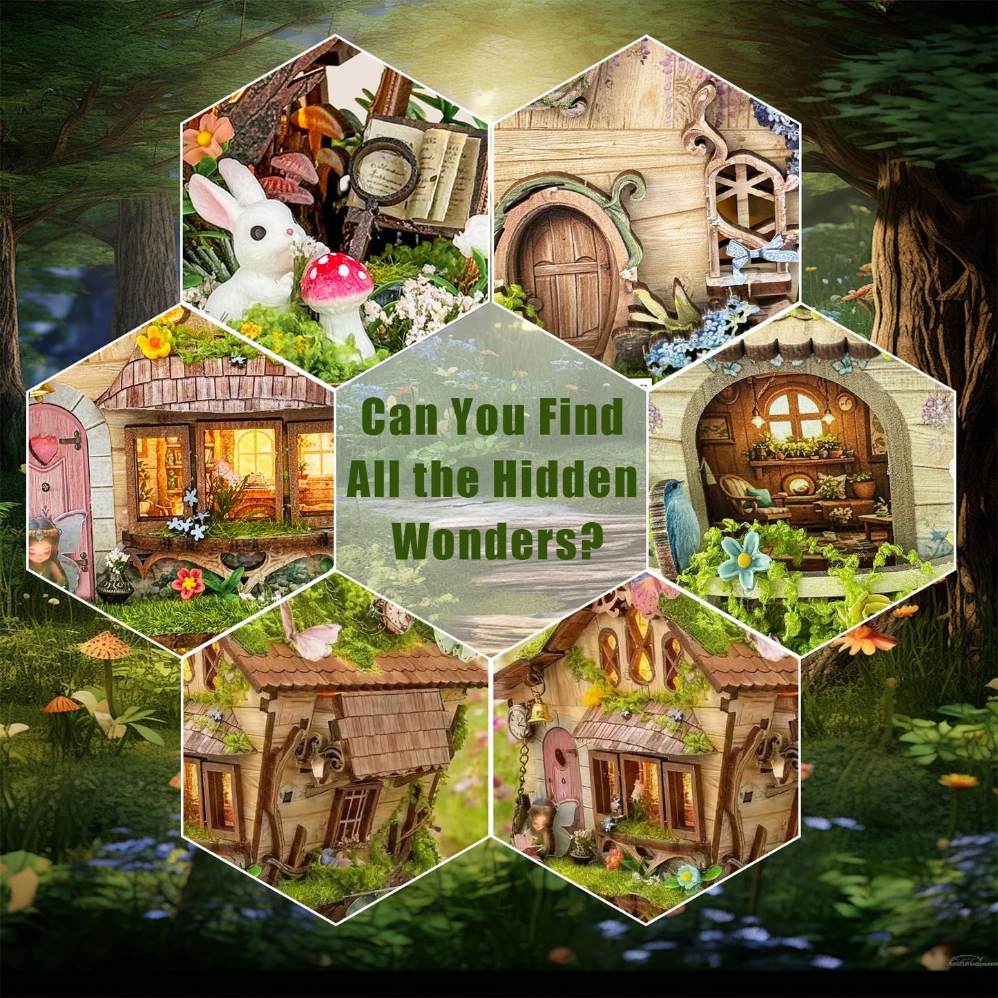 YSWOOD WORLD DIY Miniature House Kit, Mini House Building Kit with LED, DIY Miniature Kit for Adults Teen, Dollhouse Kit, Rowan’s Enchanted Treehouse