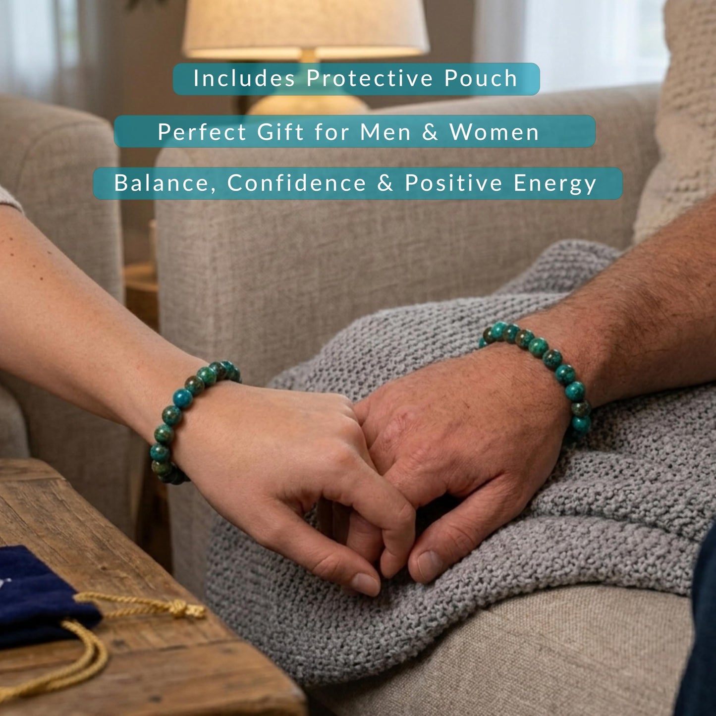 Cherry Tree Collection Chrysocolla Beaded Bracelet – Genuine 8mm Gemstone Stretch Bracelet for Men & Women – Handmade Crystal Bracelet - (Chrysocolla - M)