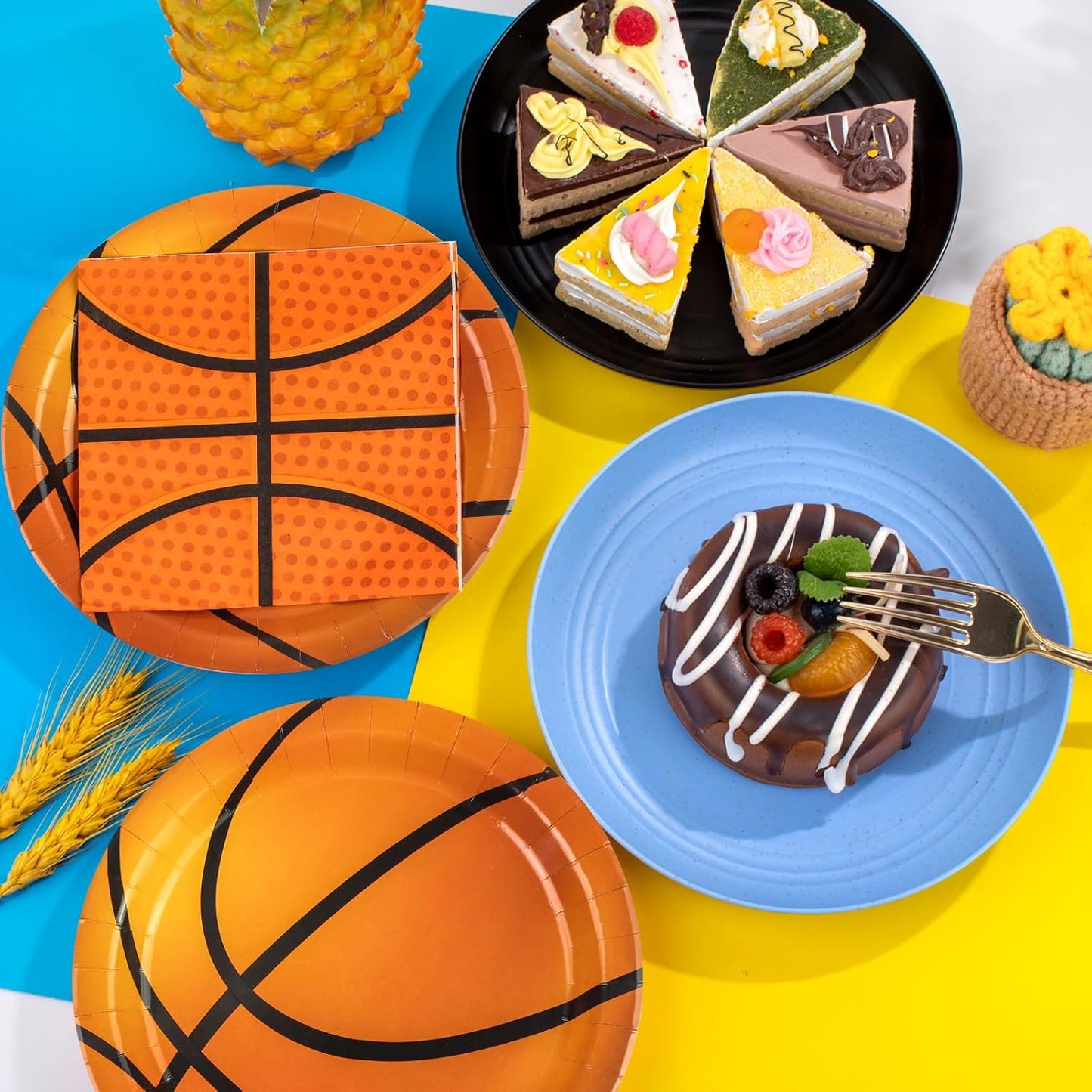 40PCS Basketball Paper Plates and Napkins Party Supplies, Disposable Basketball Party Plates and Napkins Tableware Set for Kids Basketball Birthday Party Decorations Serves 20 Guests