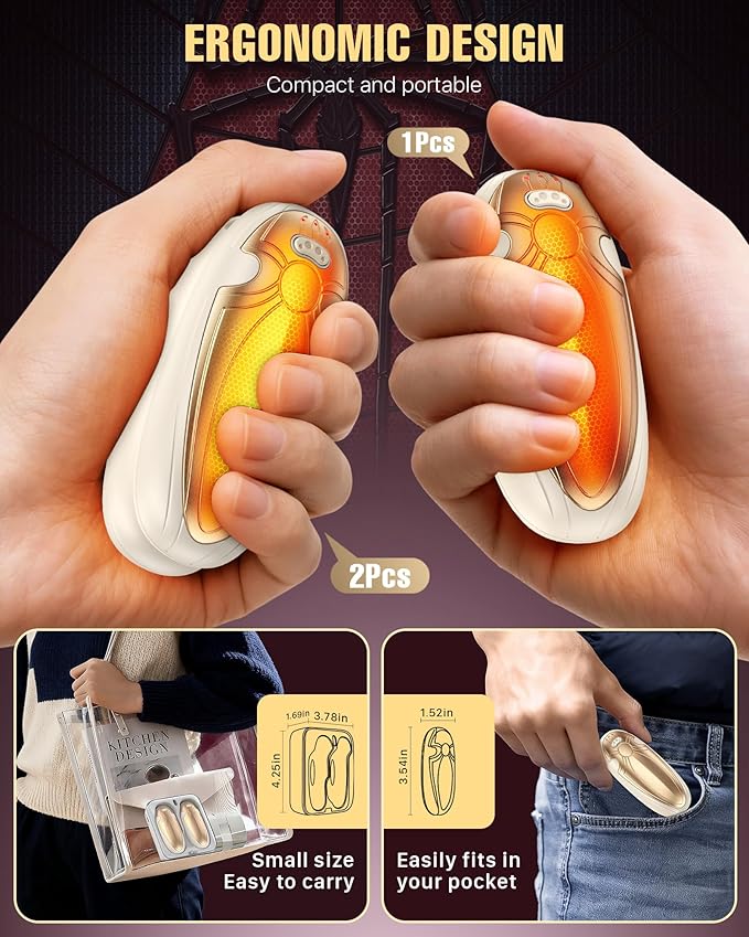 Hand Warmers Rechargerable 2 Pack - 14000mAh Electric AI Handwarmers with Charging Case, Magnetic 2 in 1 Pocket Heater, Gifts for Women/Men/Golf/Hunting/Travel/Camping Accessories