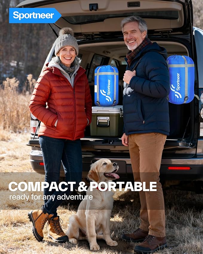 Sportneer 0 Degree Wearable Sleeping Bag for Adults & Kids – Walkable with Arm Zippers, Waterproof & Warm, Compact for Camping, Stadiums, Travel, Backpacking & Car Use
