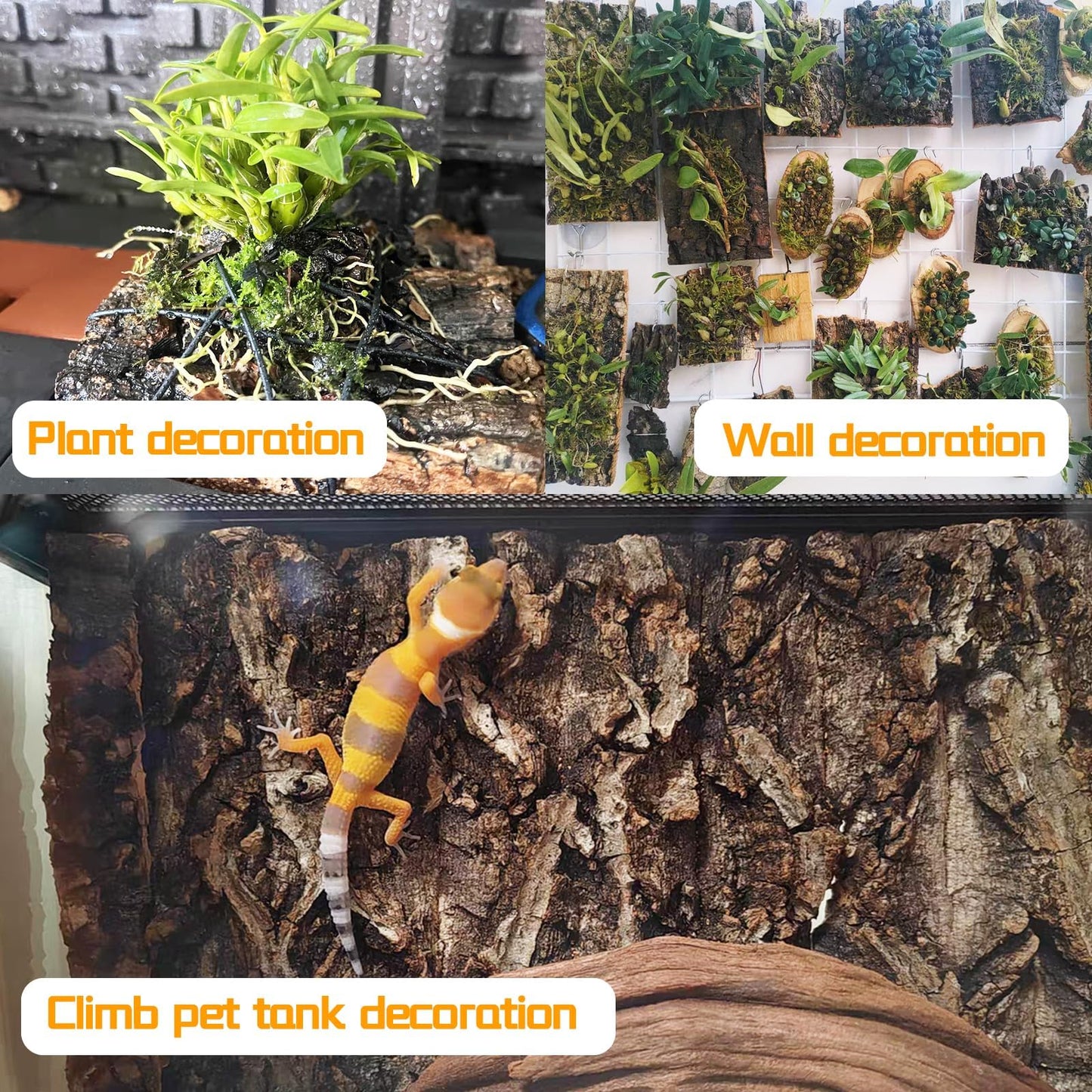 4PCS Cork Terrarium Background 15.7x11.8in Natural Cork Large Bark Climbing Mat Habitat Decoration Chameleons, Lizards, Turtles Glass Jar Decoration