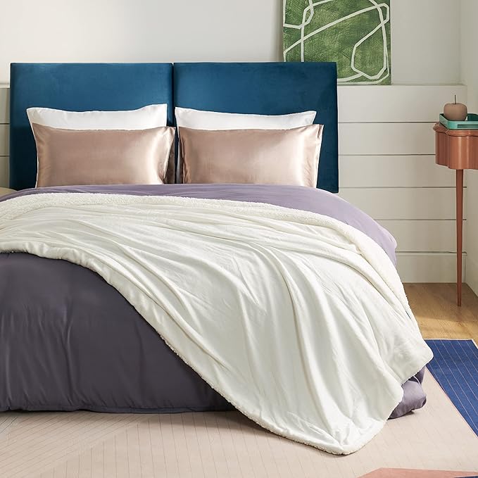 Bedsure GentleSoft Sherpa Fleece Blankets King Size for Bed - Thick and Warm Throw for Women and Men, Soft Fuzzy Plush King Blanket for Winter, Non-Heated, Cream, 108x90 Inches