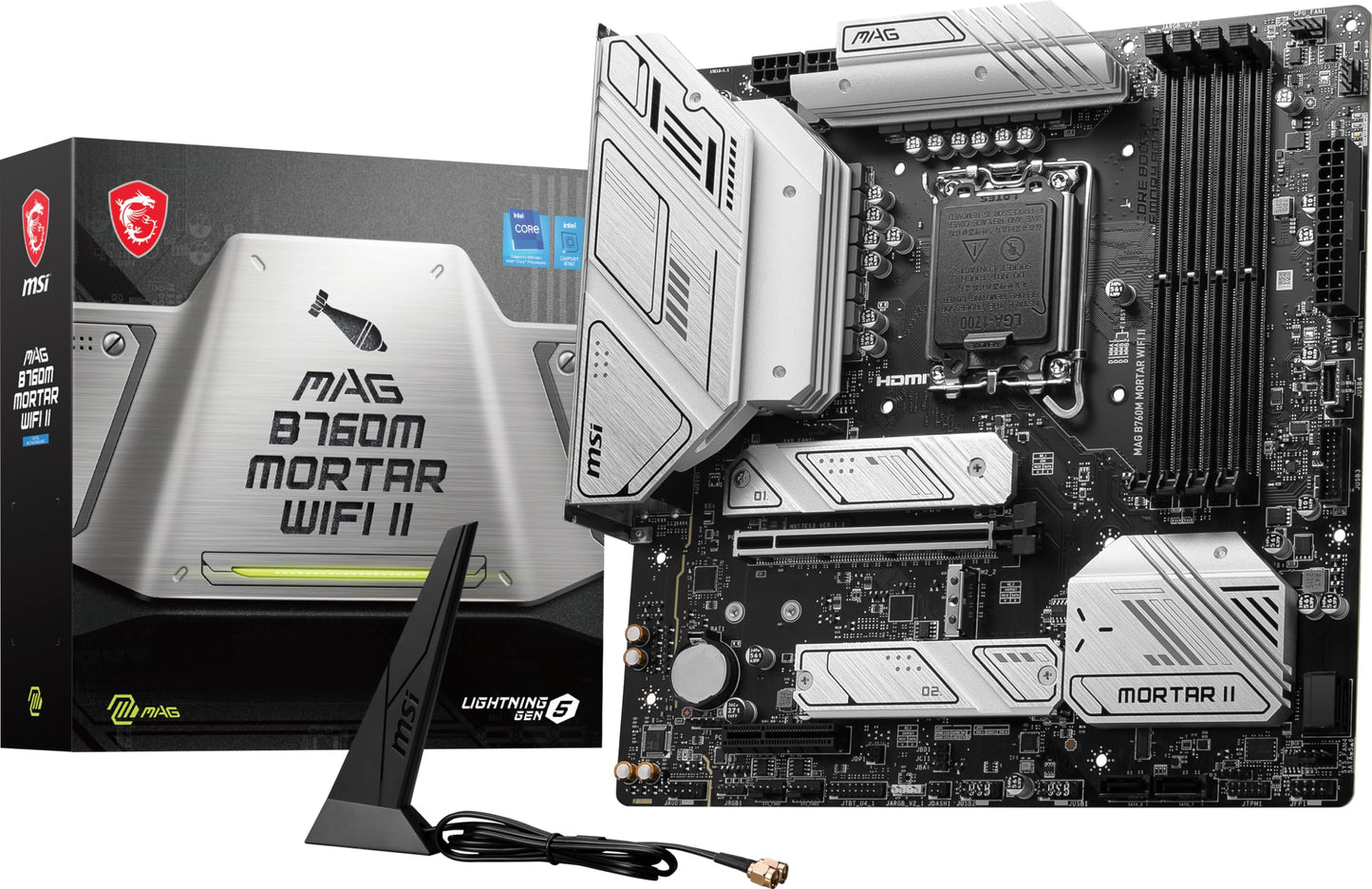 Msi Mag B760M Mortar Wifi Ii Gaming Motherboard (Supports 12Th/13Th/14Th Gen Intel Processors, Lga 1700, Ddr5, Pcie 5.0, M.2, 2.