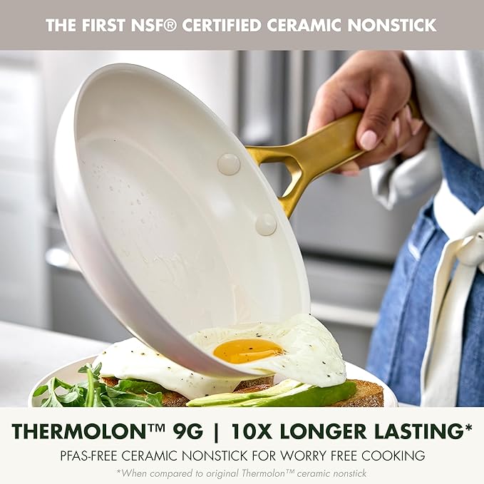 GreenPan Nonstick Reserve Pro 8" Frying Pan, NSF Certified Ceramic, Hard Anodized PFAS-Free Skillet, Stainless Steel Handles, Oven & Dishwasher Safe, Oyster Gray