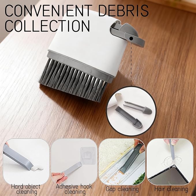 4 in 1 Groove Cleaning Brush - Magic Window Track Cleaner with Shovel, and Tongs for Window Sills, Sliding Door Tracks, Bathroom, and Kitchen