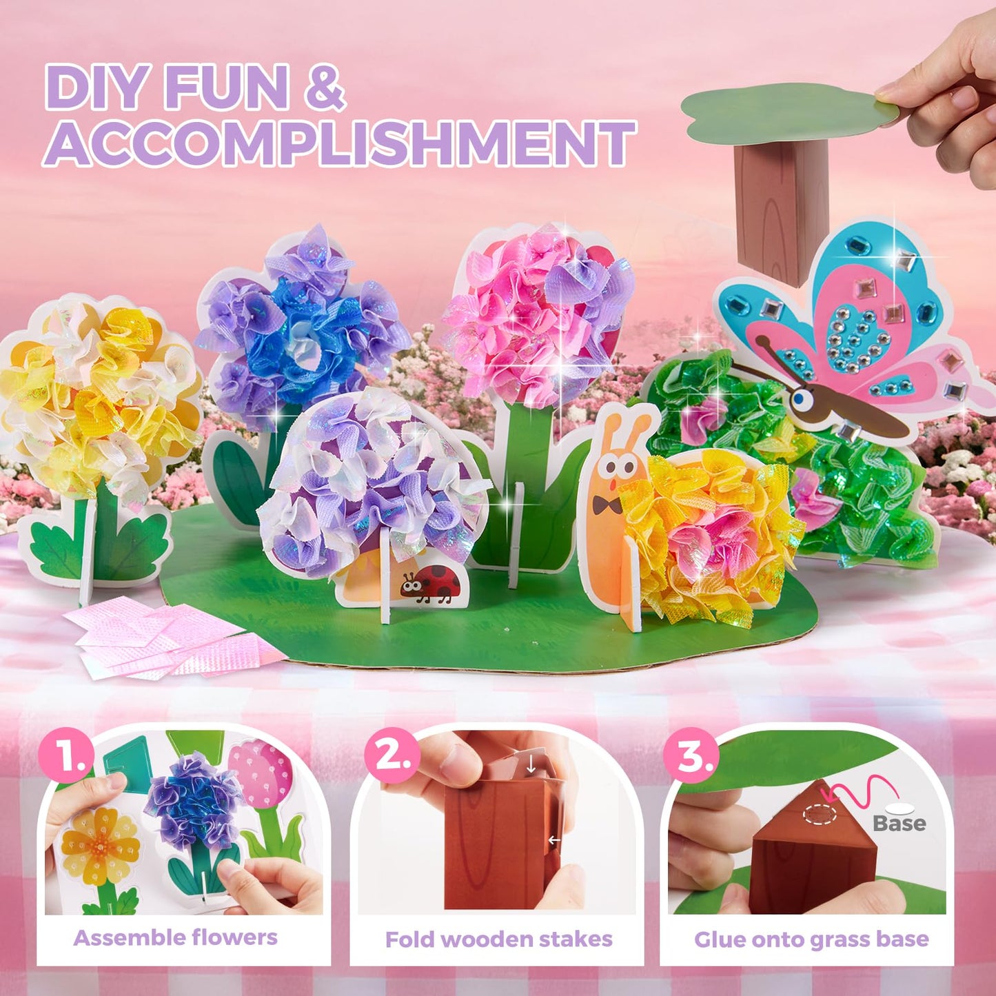 Jar Melo 3 in 1 Princess Garden Poke Crafts Kits for Girls, Diamond Art Kits for Kids, Princess Garden Dress Up Game, Mess Free DIY Crafts Educational Toys, Crafts Birthdays Gifts for Girls 4+