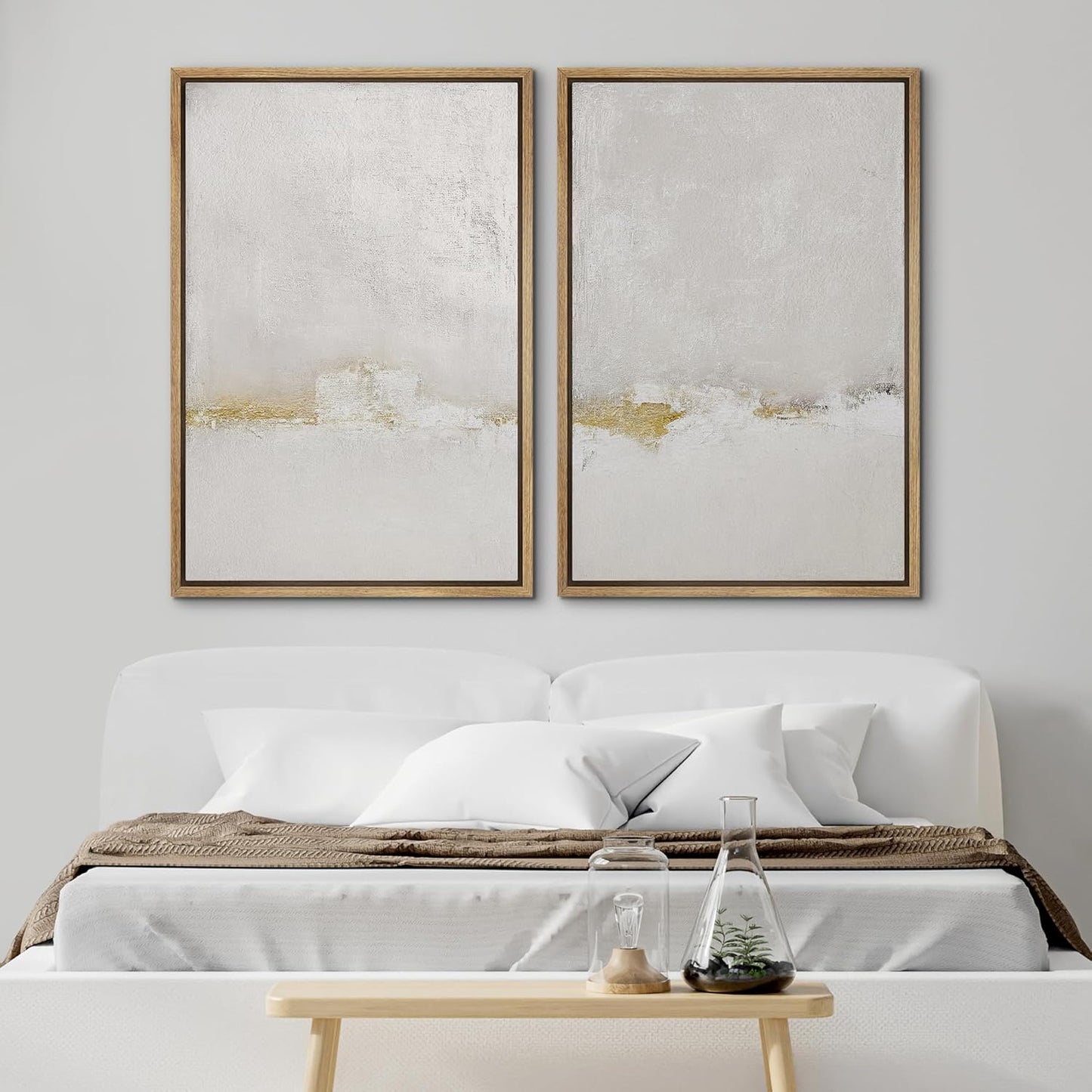 SIGNWIN Framed Canvas Print Wall Art Pastel Grunge Gray Landscape Abstract Shapes Illustrations for Living Room, Bedroom, Office - 16"x24"x2 Natural