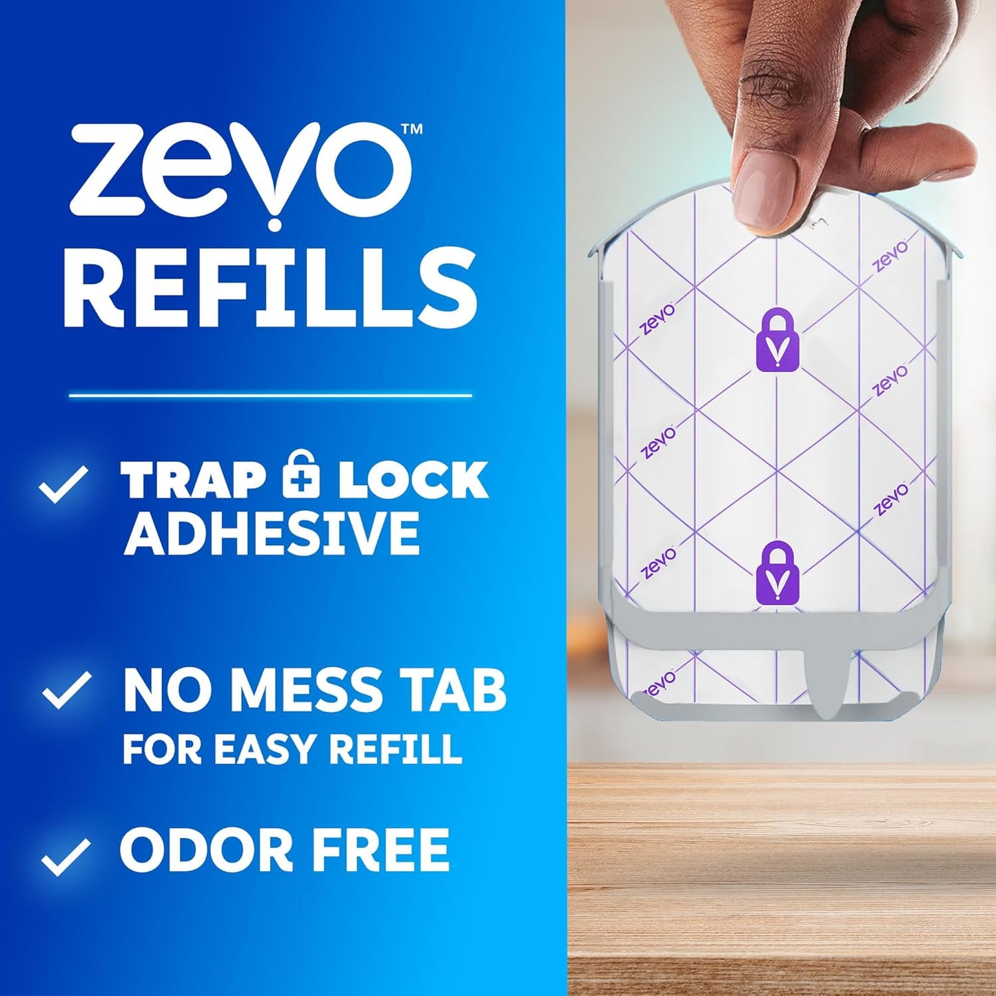 Zevo Flying Insect Trap Official Refill Cartridges - Fits Both Zevo Trap & MAX Indoor Fly Trap - Authentic Trap+Lock Technology to Catch Gnats, House & Fruit Flys (8 Official Refill Cartridges)