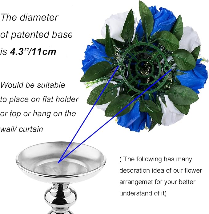 Flower Balls Wedding Rose Centerpieces: 10 Pcs Fake Flowers Royal Blue&White Kissing Balls Decor Artificial Floral Arrangements Flower Bouquet of Roses Home Party Table DIY Decorations