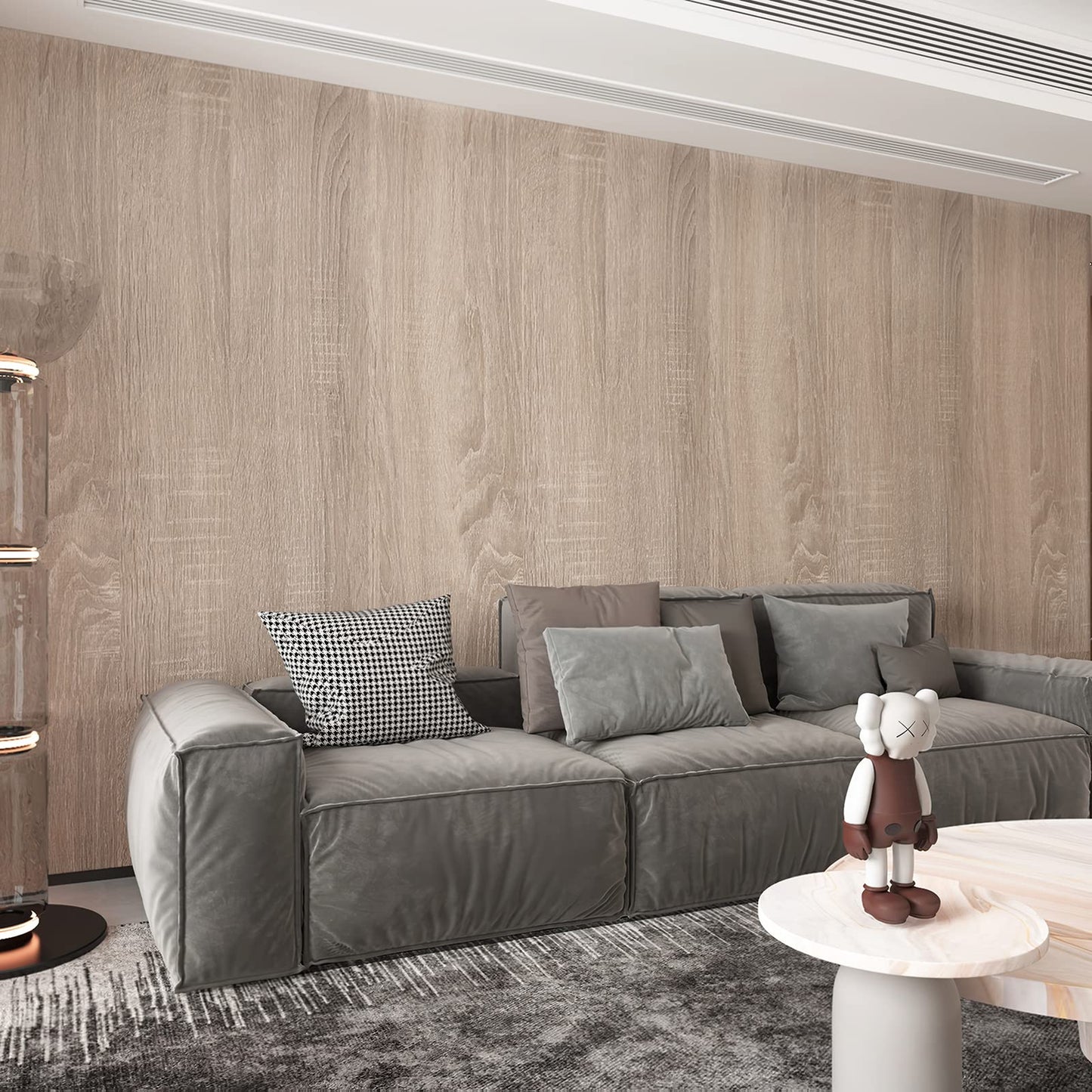 Boobest 15.7"x 354" Gray Wood Wallpaper Textured Peel and Stick Wallpaper Wood Grain Contact Paper Waterproof Removable Faux Wood Wall Paper Decor for Furniture Cabinets Crafts Bedroom Living Room