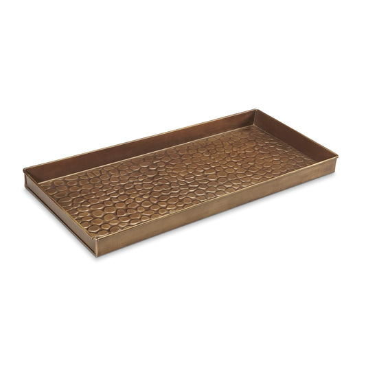 Good Directions Medium Boot Tray, Pebbles Multi-Purpose All Weather Decorative Boot Tray, Shoes, Plants, Garage, Patio Door, Pet Bowls, 30 inch Entry Indoor Shoe Tray, Brass Finish