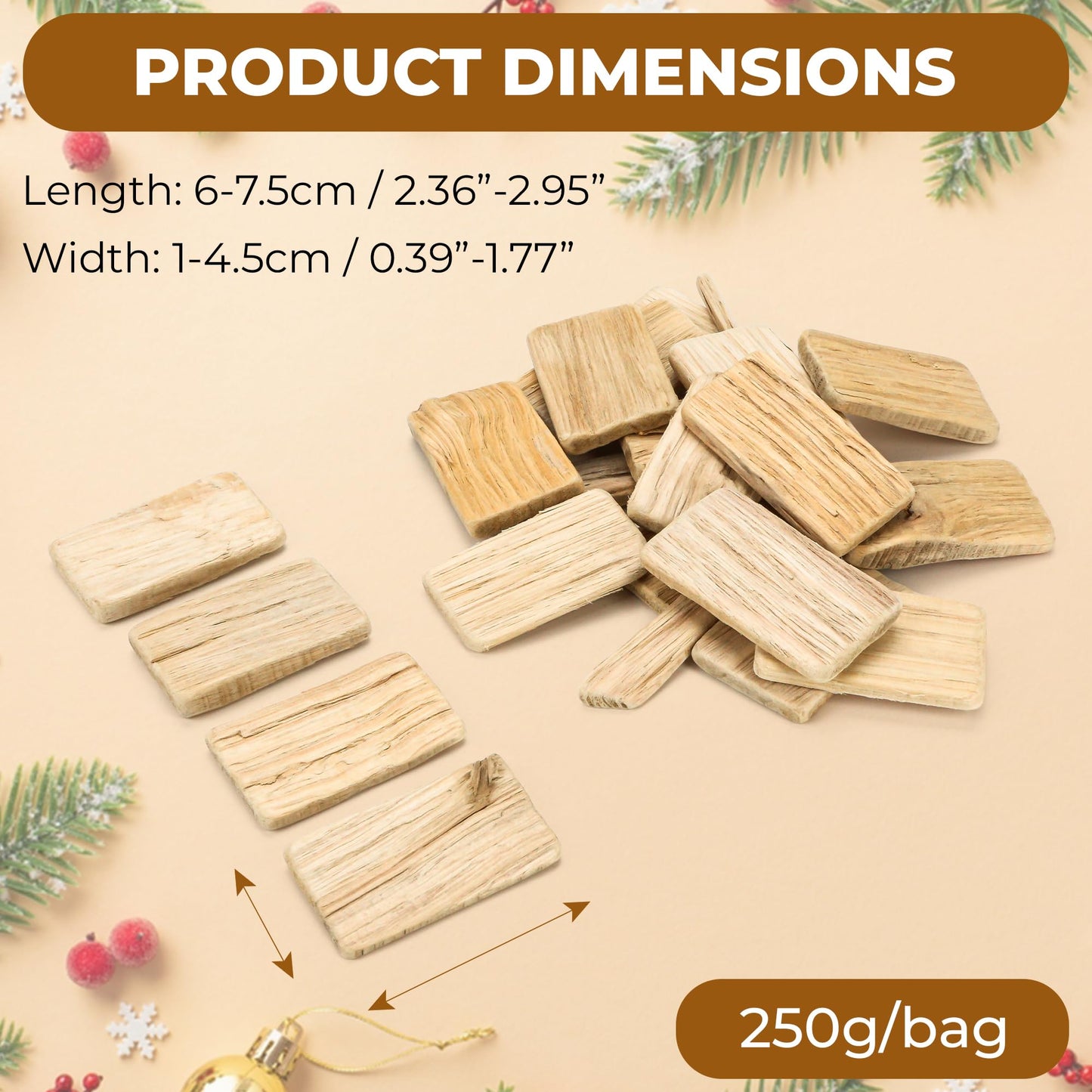 Driftwood Pieces for Crafts – 250g Bag of Natural Drift Wood for Christmas Ornaments, Holiday Photo Props, DIY Wedding Vase and Home Table Filler Decor, Beach Surf Art for Creating Frames, Wreath