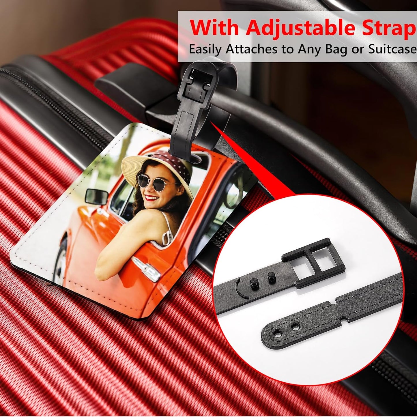 50 Packs Personalized Leather Luggage Tags for Suitcase, Custom Golf Bag Tag Travel Labels Name Identifiers with Strap for Women Men Customized Your Own Text Photo Logo