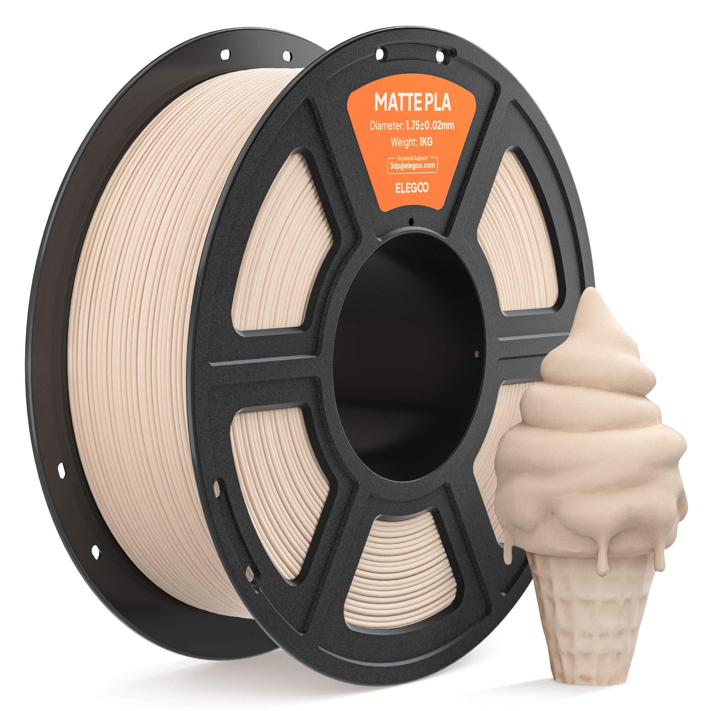 ELEGOO Matte PLA Filament 1.75mm Beige 1KG, 3D Printer Filament High Precision, 1kg Spool (2.2lbs) Fits for Most FDM 3D Printers