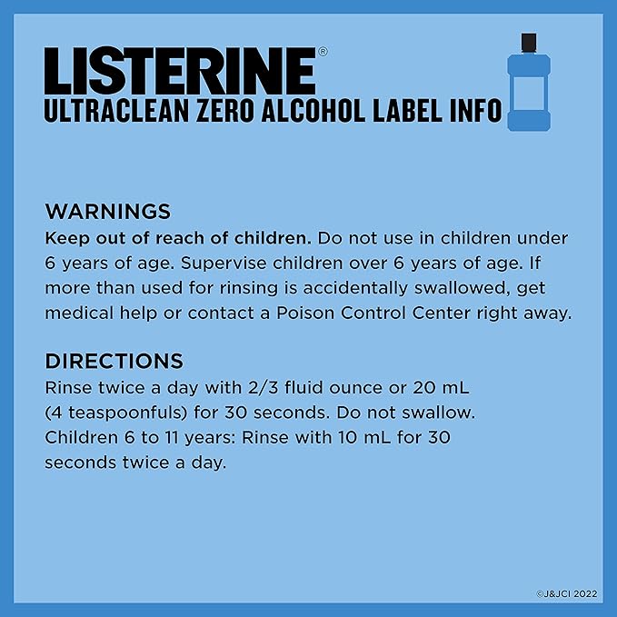 Listerine Ultraclean Mouthwash, Alcohol Free, Tartar Control | Arctic Mint | Less Intense | 1 L | Pack of 2