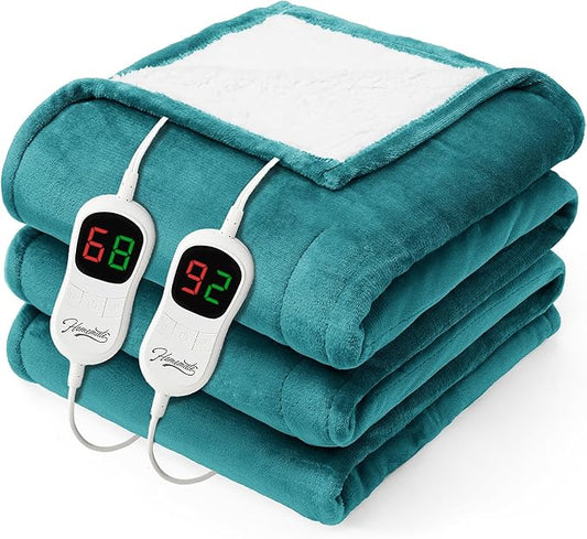 Homemate Electric Heated Blanket Queen - 84"x90" Heating Bed Blankets Throw with 10 Heating Levels 8 Hours Auto Off Fast Heating Over-Heated Protection Ultra Soft Warm Flannel ETL Certified
