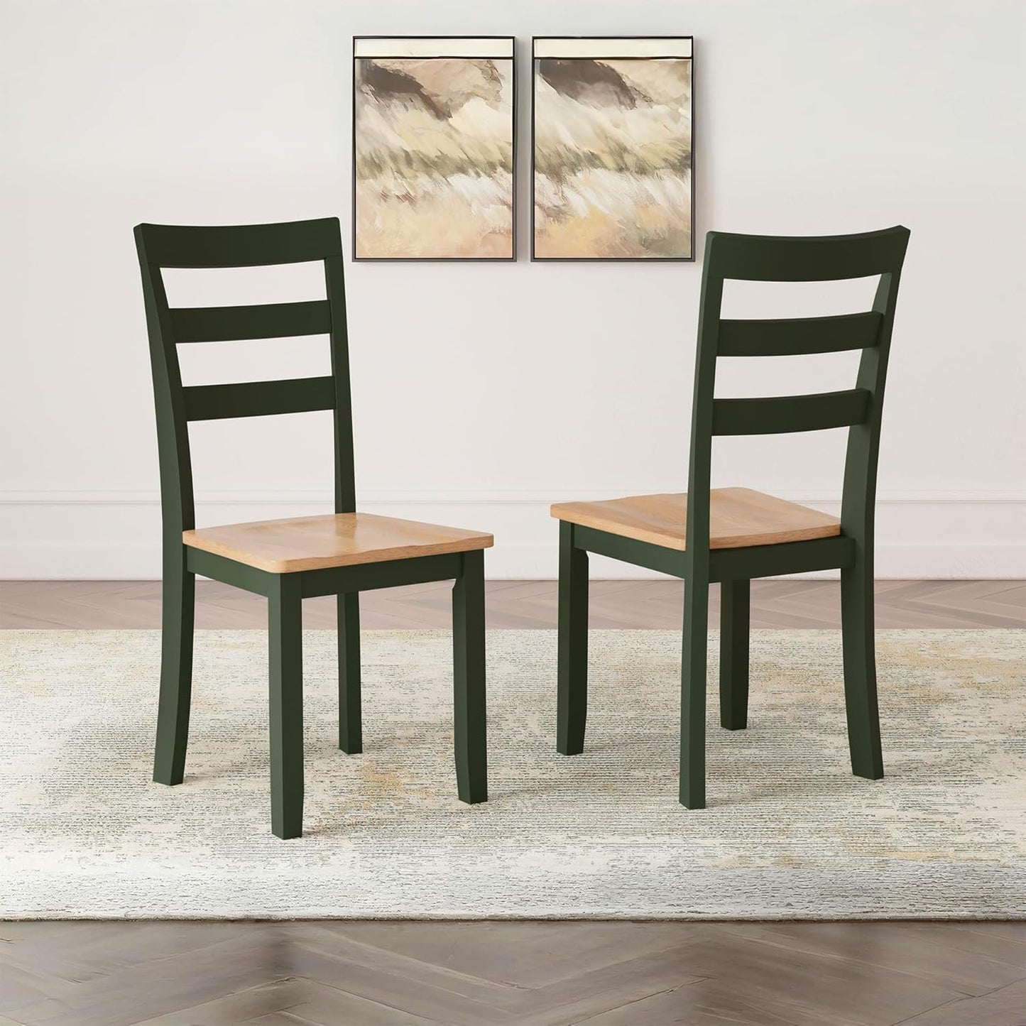 Signature Design by Ashley Gesthaven Modern Indoor Armless Dining Chair, Set of 2, Green & Light Brown
