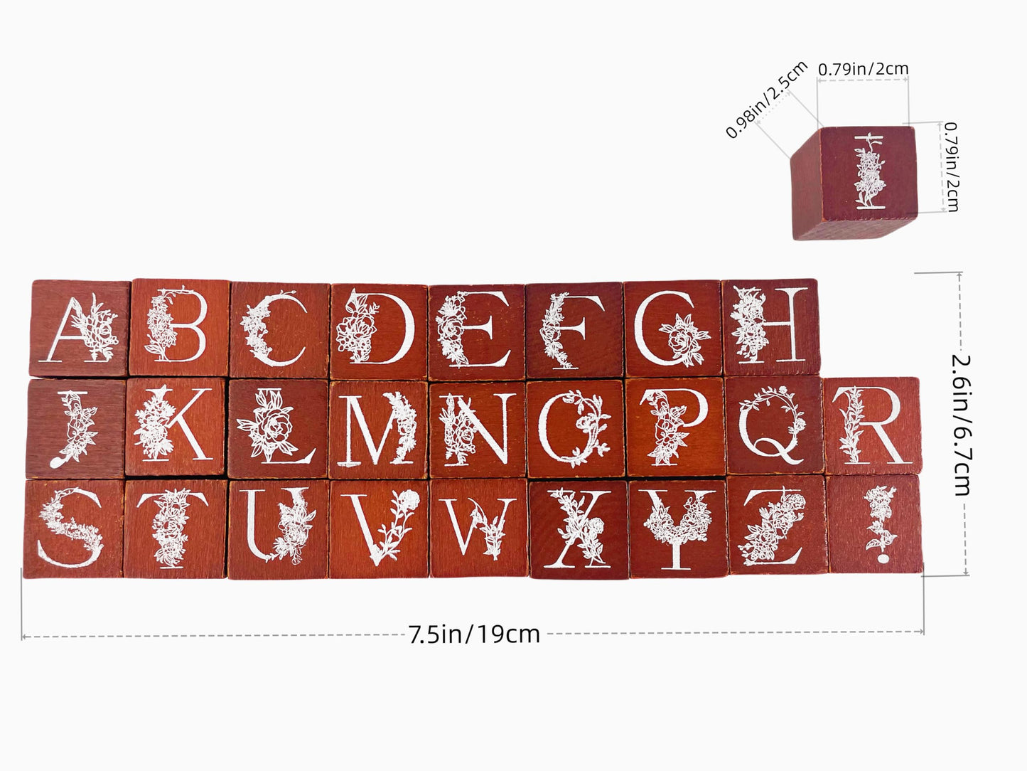 Letter Stamps,Wooden Rubber Stamps Set,Wooden Rubber Art Stamps–26pcs A-Z Alphabet & Floral Patterns for Crafting, Beech Wood and Rubber Stamps